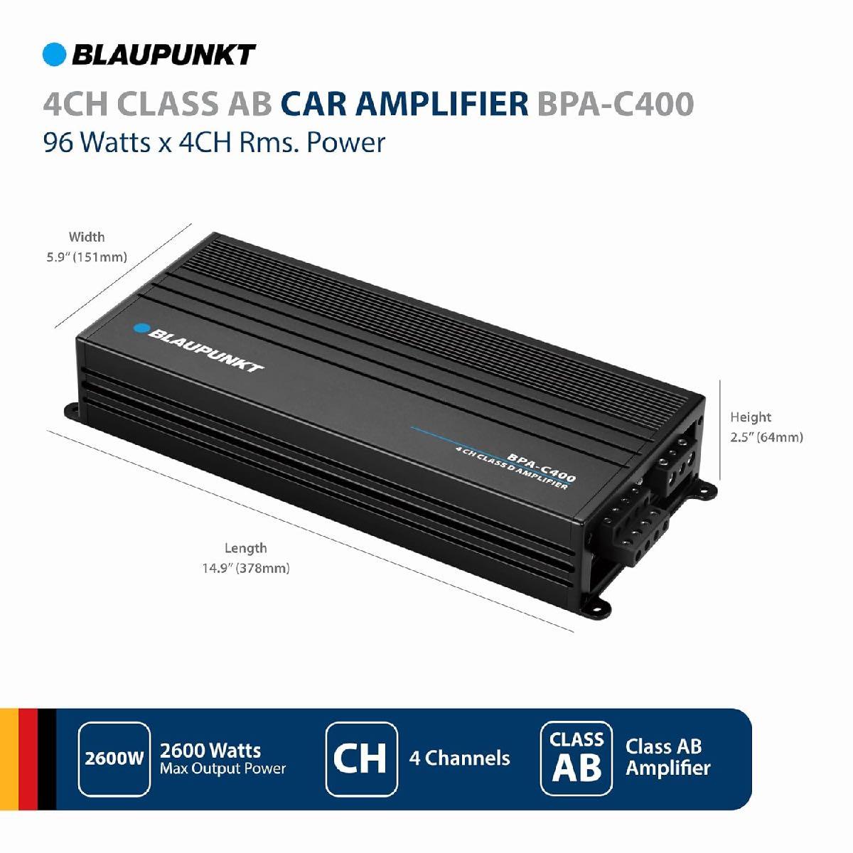BLAUPUNKT 2600 WATT 4 CHANNEL AB-CLASS POWER AMPLIFIER (BPA-C400)