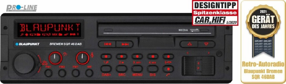 BLAUPUNKT SINGLE DIN MECHLESS RETRO RADIO 4V 3 PAIR RCA USB SD BT (BREMEN SQR46DAB)