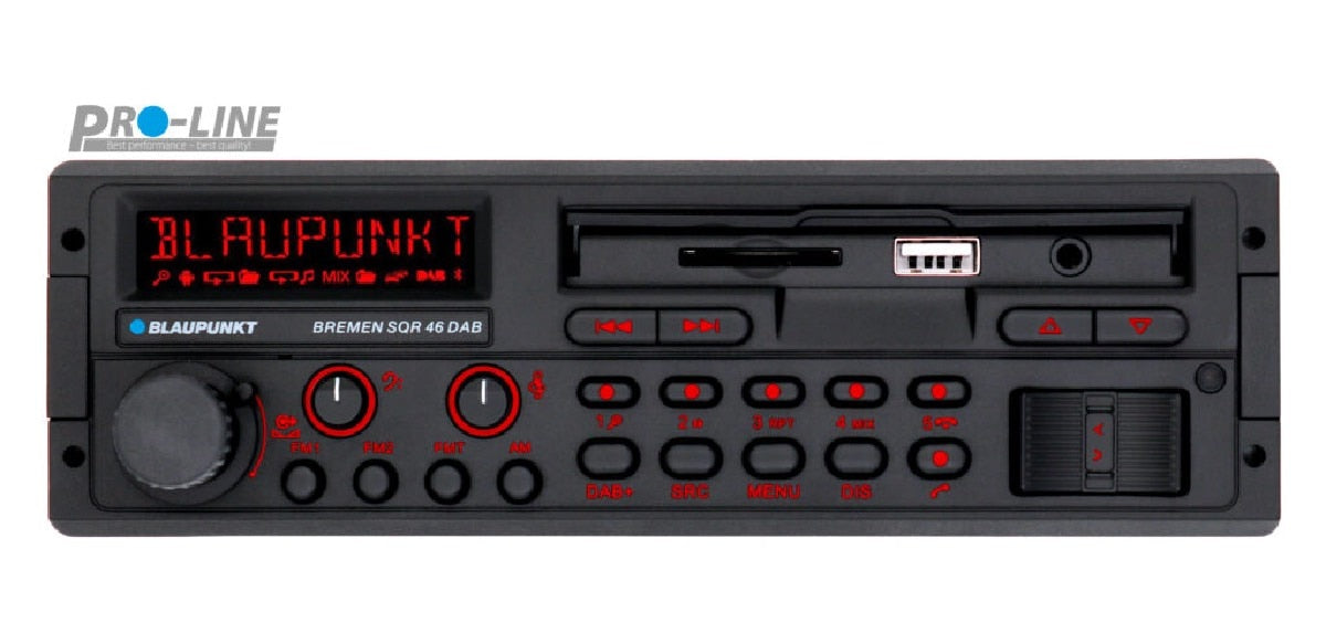 BLAUPUNKT SINGLE DIN MECHLESS RETRO RADIO 4V 3 PAIR RCA USB SD BT (BREMEN SQR46DAB)
