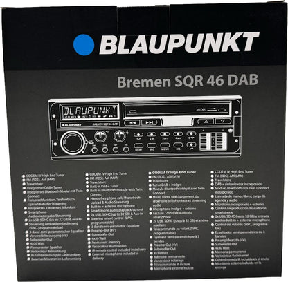 BLAUPUNKT SINGLE DIN MECHLESS RETRO RADIO 4V 3 PAIR RCA USB SD BT (BREMEN SQR46DAB)