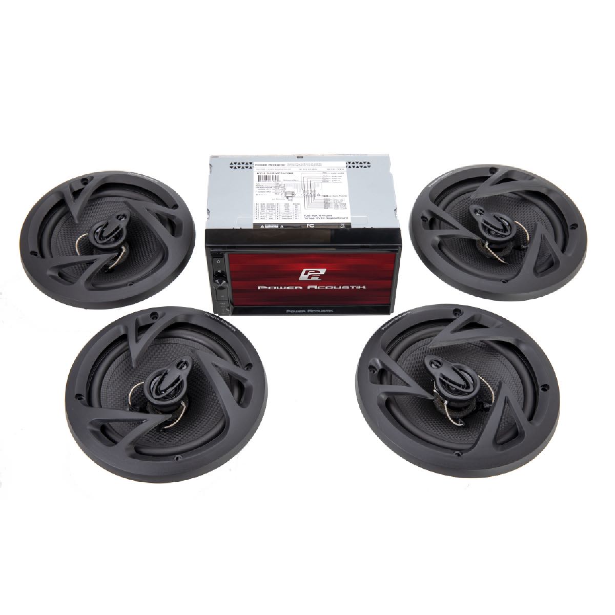 POWER ACOUSTIK 7" DBL DIN WITH APPLE CARPLAY & ANDROID AUTO PACKAGED WITH 4 - 6.5" SPEAKERS (CPAAM7-S2)