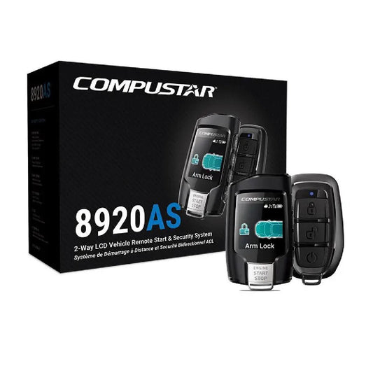 COMPUSTAR 3000 FT MAX RANGE REMOTE START + ALARM BUNDLE WITH 2 WAY INTERACTIVE LCD REMOTE (CS8920AS)