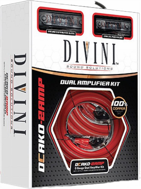 DIVINI 0 GA. DUAL AMPLIFIER KIT W/ 1/0 TO 2/4 POWER & GROUND DIST. BLOCKS (DCAK0-2AMP) - image 1