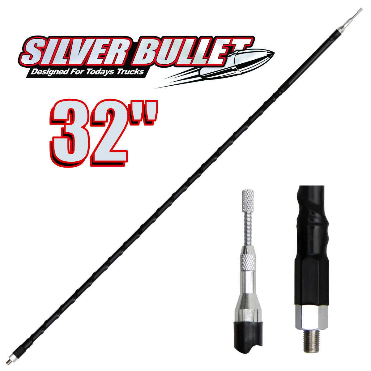 PROCOMM 32" SILVER BULLET FIBERGLASS CB ANTENNA BLACK (DRX-4321)
