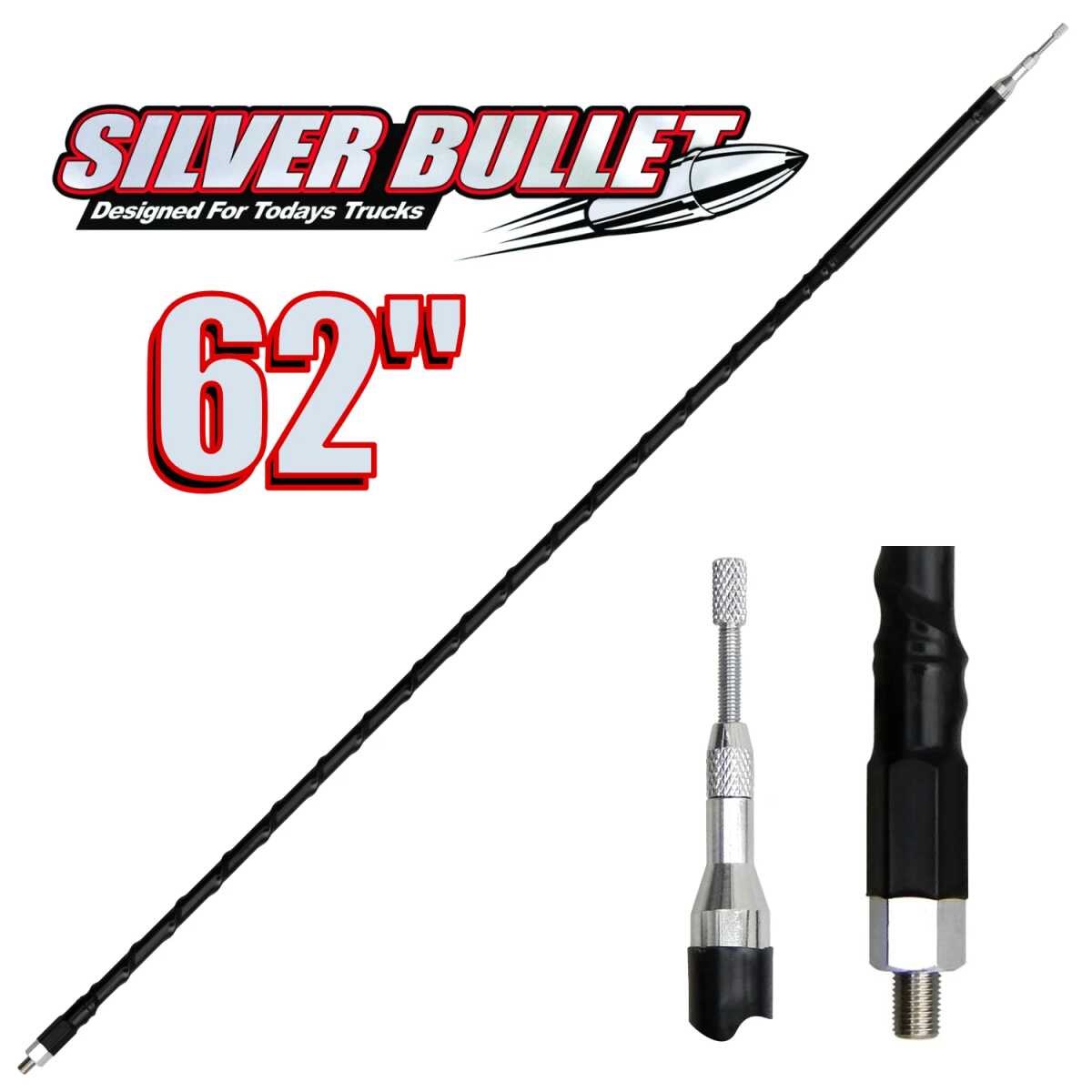 PROCOMM 66" SILVER BULLET FIBERGLASS CB ANTENNA BLACK (DRX-4661)