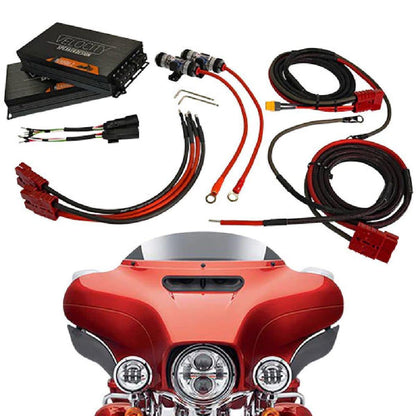 VELOCITY DOUBLE TROUBLE TWIN 500 WATT 2 CHANNEL AMPLIFIERS & TWIN POWER KITS (DT-RZA500-WPOWERKIT)