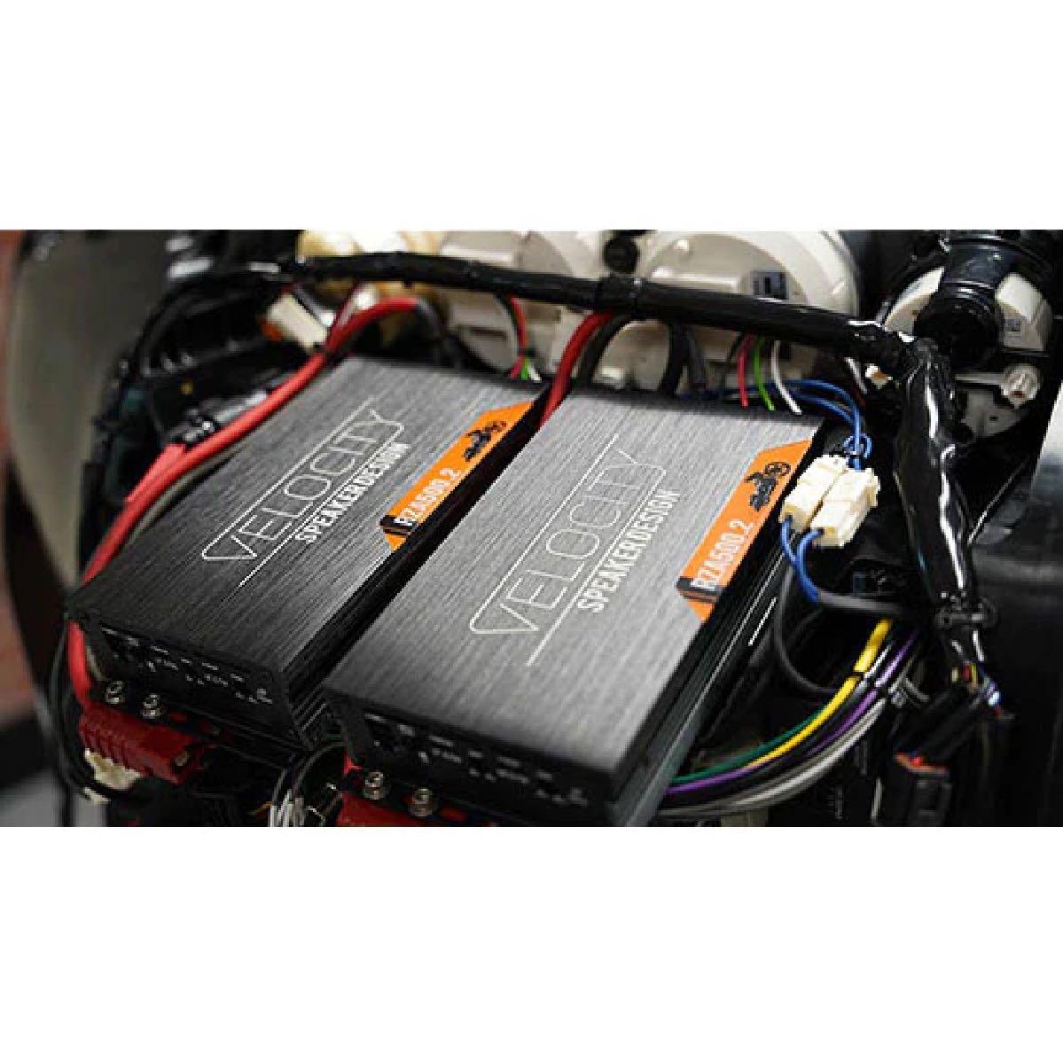 VELOCITY DOUBLE TROUBLE TWIN 500 WATT 2 CHANNEL AMPLIFIERS & TWIN POWER KITS (DT-RZA500-WPOWERKIT)