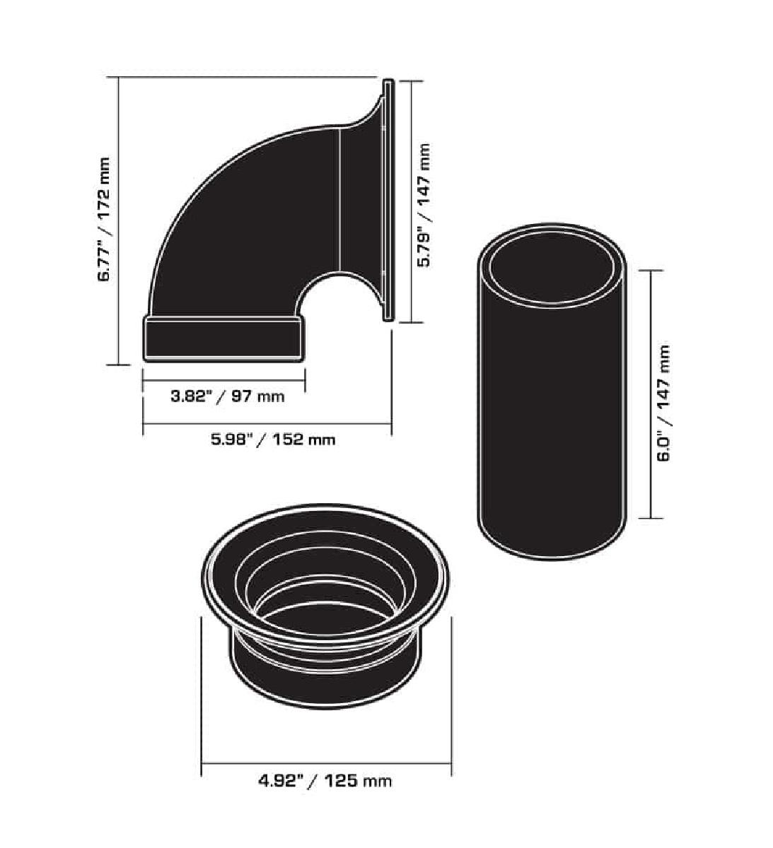 XPERT EUPHORIA 3" 90 DEGREE AERO PORT KIT FOR MOTORCYCLE SADDLE BAGS (EXPF3)
