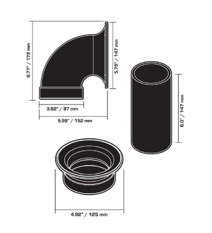 XPERT EUPHORIA 3" 90 DEGREE AERO PORT KIT FOR MOTORCYCLE SADDLE BAGS (EXPF3)