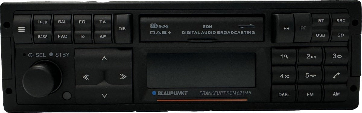 BLAUPUNKT SINGLE DIN MECHLESS RETRO RADIO 4V 3 PAIR RCA USB SD BT 14 BAND EQ (FRANKFURT RCM82DAB)