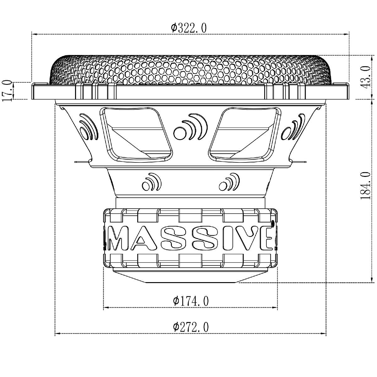 MASSIVE AUDIO 1500 WATT 12" WOOFER DVC 2 OHM (GTR122)