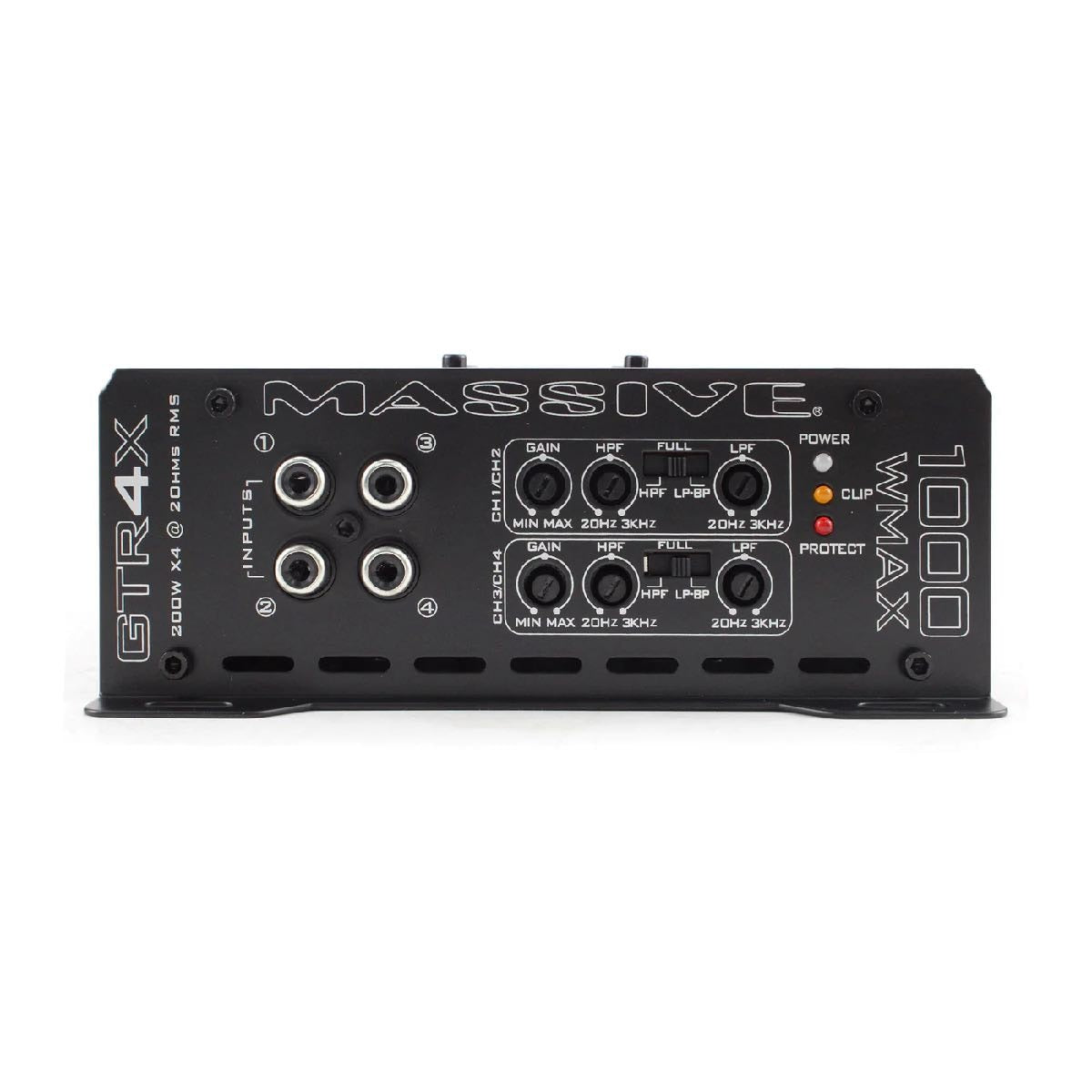 MASSIVE AUDIO SUPER COMPACT 200 WATT RMS X 4 @ 2 OHM AMPLIFIER (GTR4X)