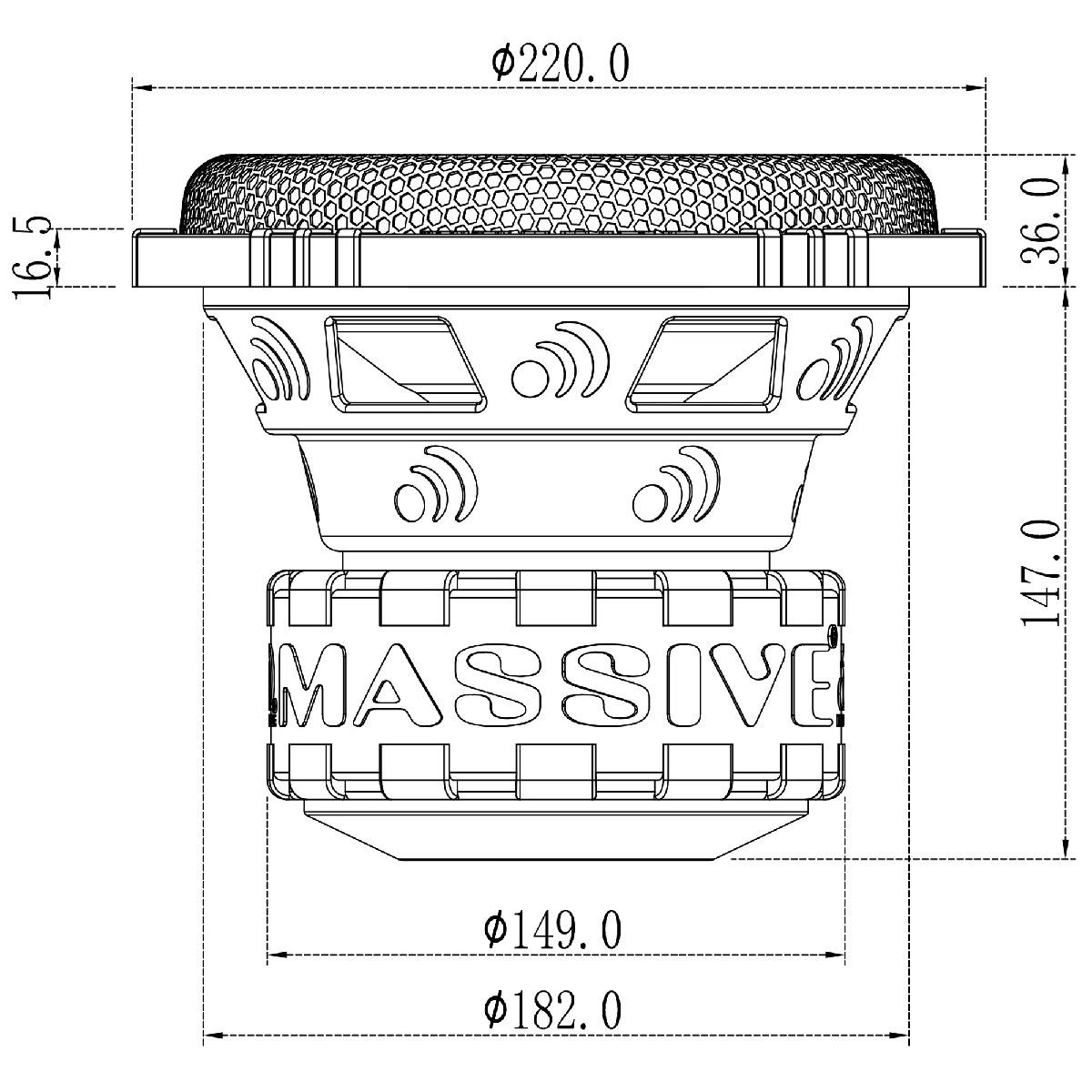 MASSIVE AUDIO 1000 WATT 8" WOOFER DVC 4 OHM (GTR84)