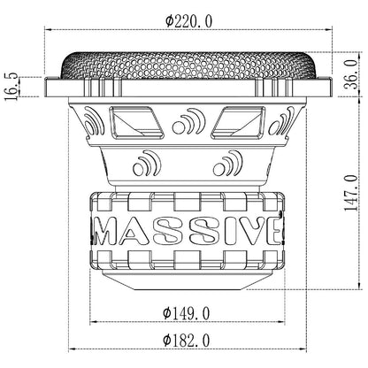 MASSIVE AUDIO 1000 WATT 8" WOOFER DVC 4 OHM (GTR84)