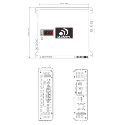 MASSIVE AUDIO HIPPO 1 CHANNEL 3000 WATT 1 OHM STABLE AMPLIFIER (H3000)