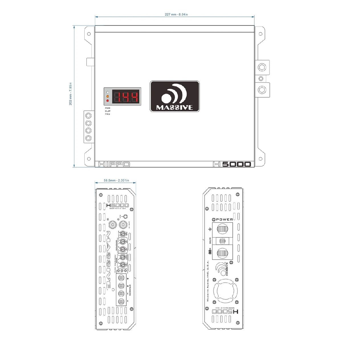 MASSIVE AUDIO HIPPO 5000 WATT RMS @ 1 OHM MONO BLOCK AMPLIFIER (H5000)