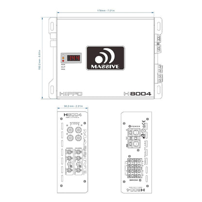 MASSIVE AUDIO HIPPO 4 CHANNEL 880 WATT AMPLIFIER (H8004)