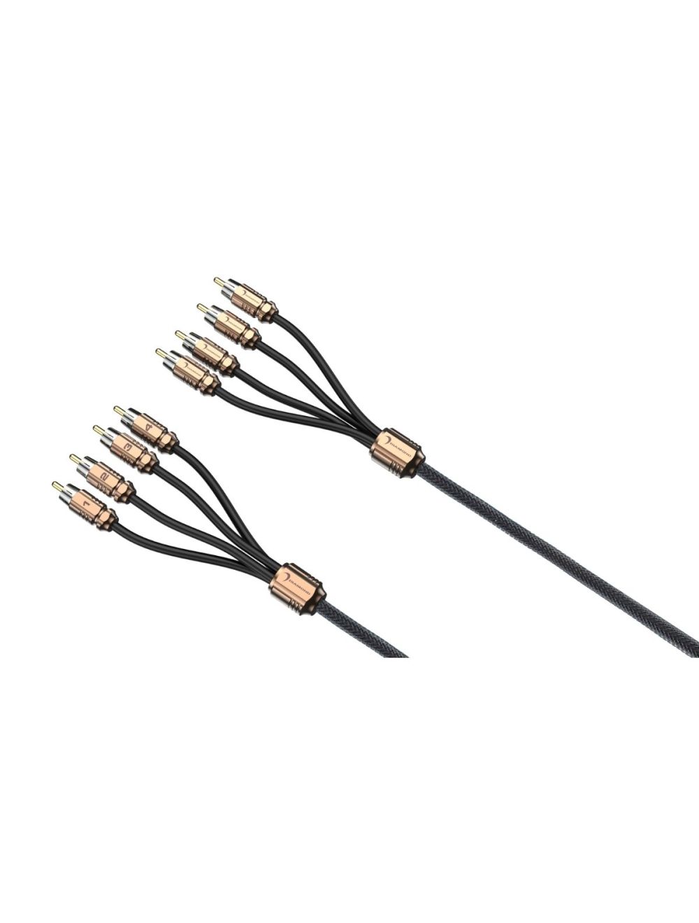 DIAMOND AUDIO 4 CHANNEL 17' DUALT TWISTED REAL BRASS MACHINED ENDS RCA CABLE (HX417)