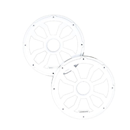DIAMOND AUDIO MOTOR-SPORT 8" FLUSH MOUNT SPEAKER GRILLS WHITE STEEL WITH POWDER COATING PAIR WHITE (HXM8FWW)