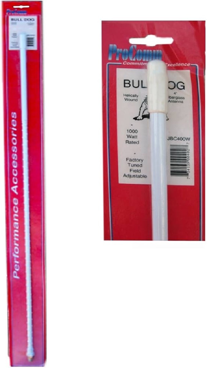 PROCOMM 1000 WATT FIBERGLASS WHIP 4' WHITE (JBC400W)