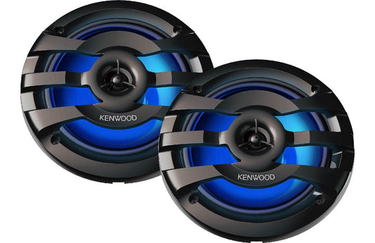 KENWOOD 6.5" 260 WATT 2 WAY LED RGB MARINE SPEAKER BLACK WITH RGB REMOTE (KFC1673MRBL)