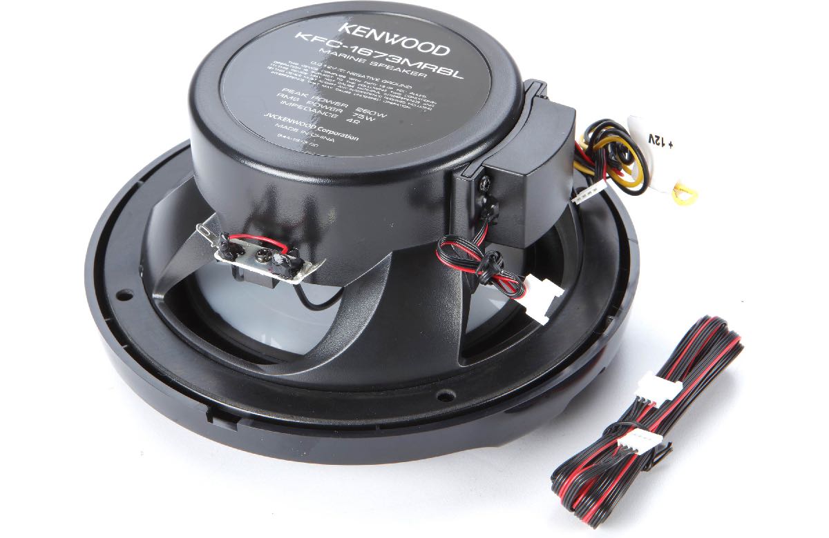KENWOOD 6.5" 260 WATT 2 WAY LED RGB MARINE SPEAKER BLACK WITH RGB REMOTE (KFC1673MRBL)