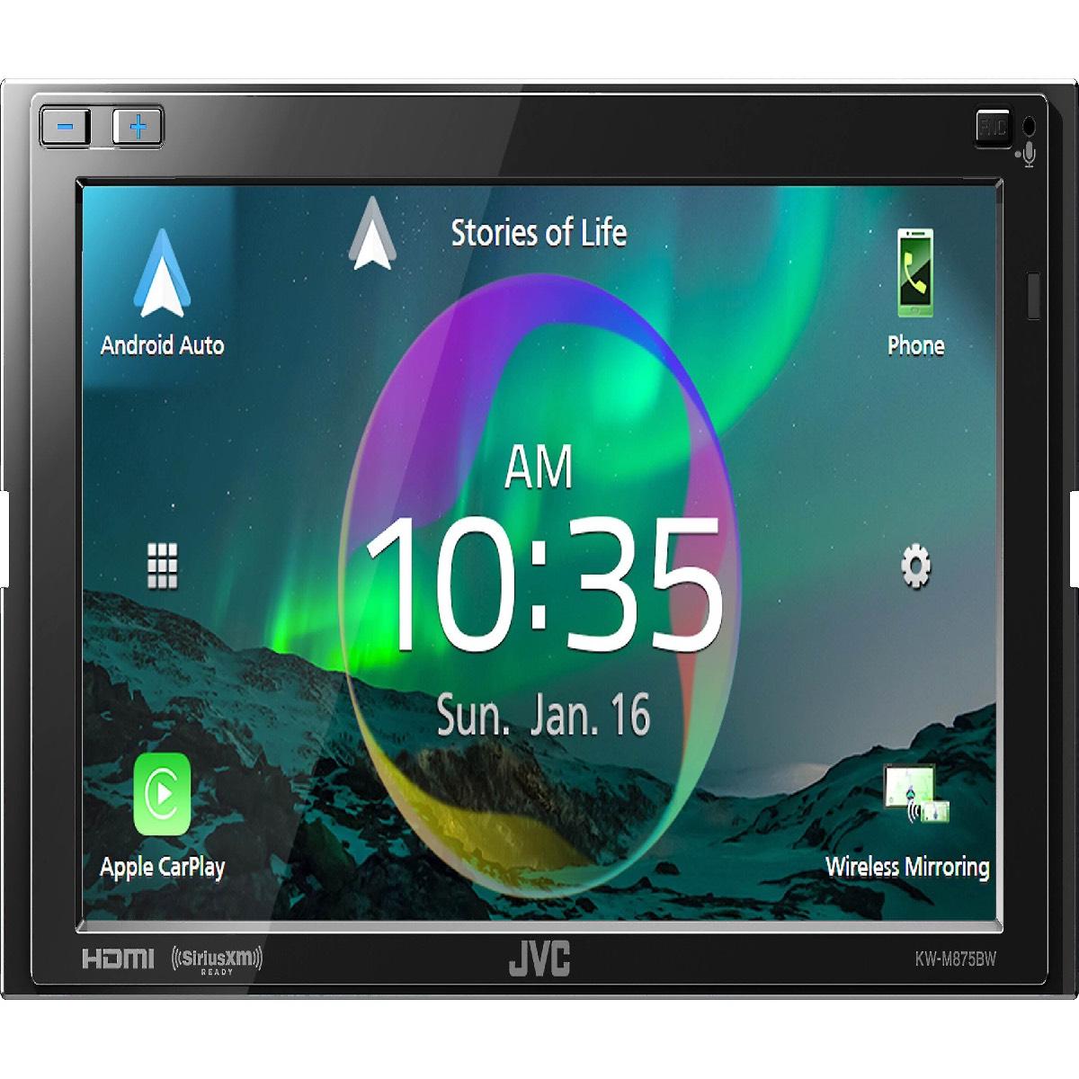 JVC DOUBLE DIN MECHLESS 6.8" WITH WIRELESS APPLE CAR PLAY & ANDROID AUTO (KWM875BW)