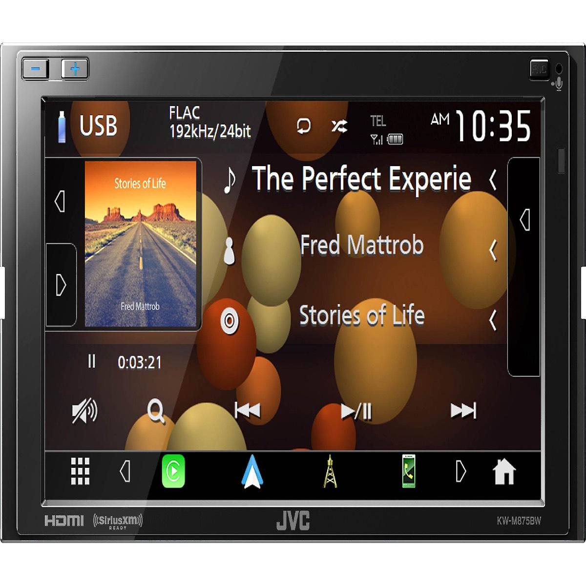 JVC DOUBLE DIN MECHLESS 6.8" WITH WIRELESS APPLE CAR PLAY & ANDROID AUTO (KWM875BW)