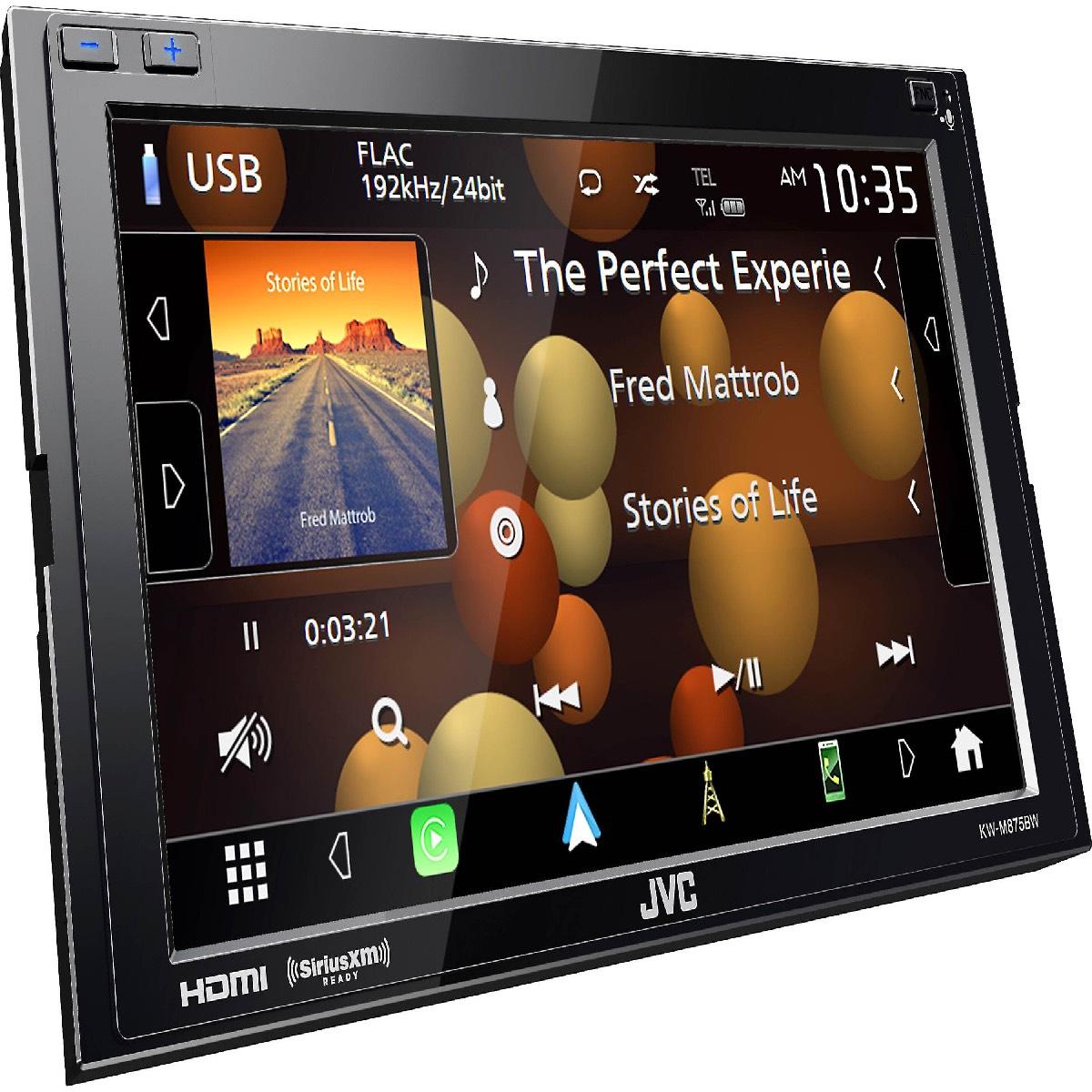 JVC DOUBLE DIN MECHLESS 6.8" WITH WIRELESS APPLE CAR PLAY & ANDROID AUTO (KWM875BW)