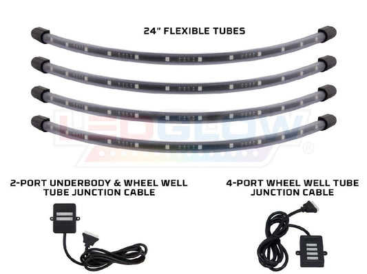 LED GLOW 4PC 24" ADD-ON WHEEL WELL TUBES FOR MILLION COLOR WIRELESS UNDERBODY KITS (LU-A-UB-MW-WW.3)