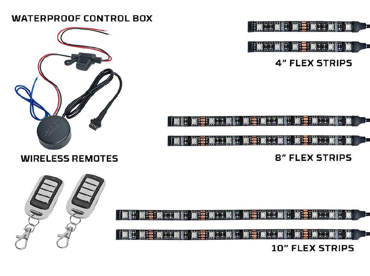 LEDGLOW 6 PIECE MILLION COLOR MOTORCYCLE LED KIT (LU-MC-ADV-M-6.3)