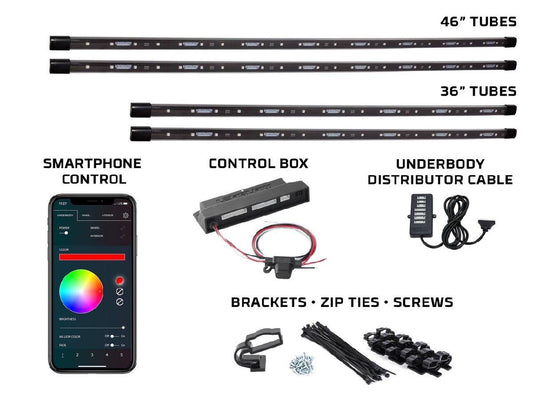 LED GLOW 4 PIECE MILLION COLOR LED UNDERCAR KIT BLUETOOTH CONTROLLED (LU-UB-MBT40.2)