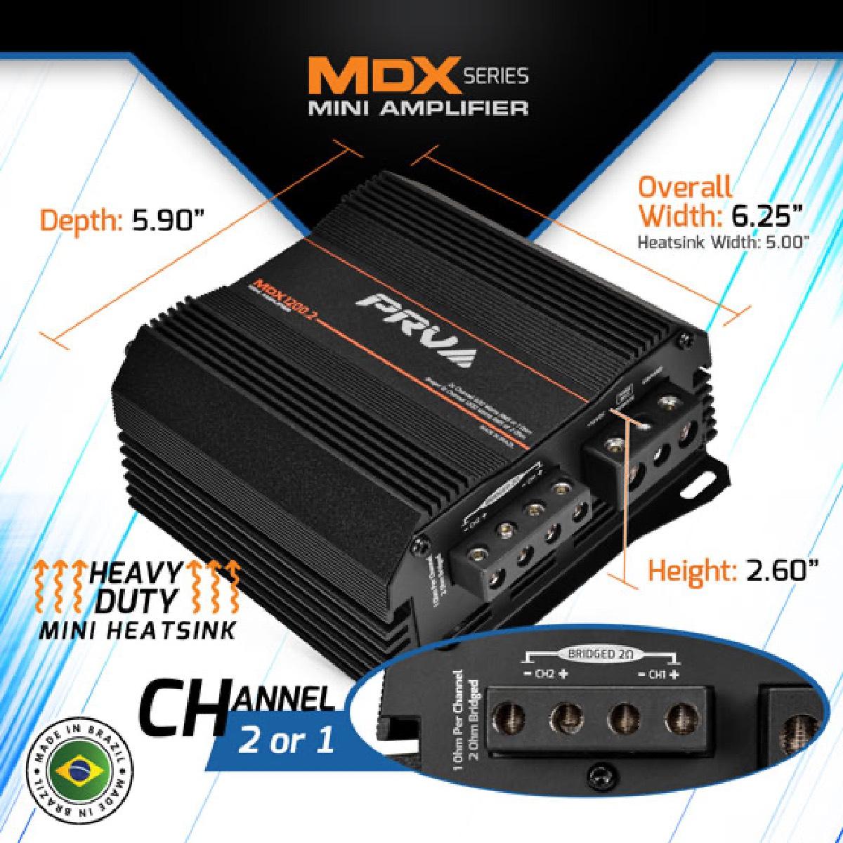 PRV AUDIO - ULTRA COMPACT 2 CHANNEL 1200 WATT 1 OHM STABLE AMP (MDX1200.2 1OHM)