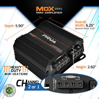 PRV AUDIO - ULTRA COMPACT 2 CHANNEL 1200 WATT 1 OHM STABLE AMP (MDX1200.2 1OHM)