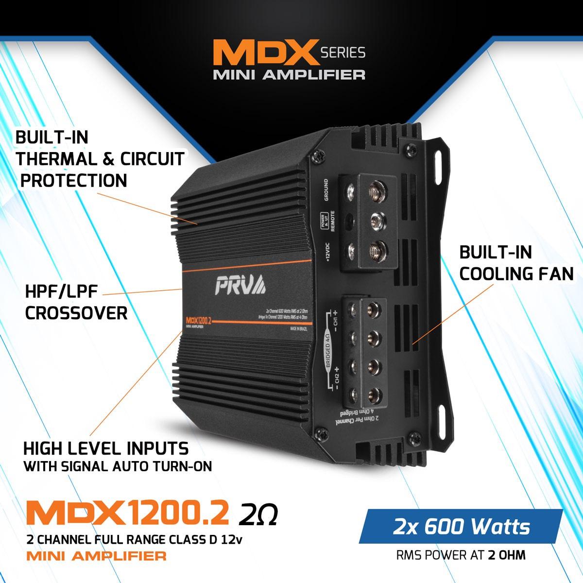 PRV AUDIO - ULTRA COMPACT 2 CHANNEL 1200 WATT 2 OHM STABLE AMP MDX1200.2 2OHM