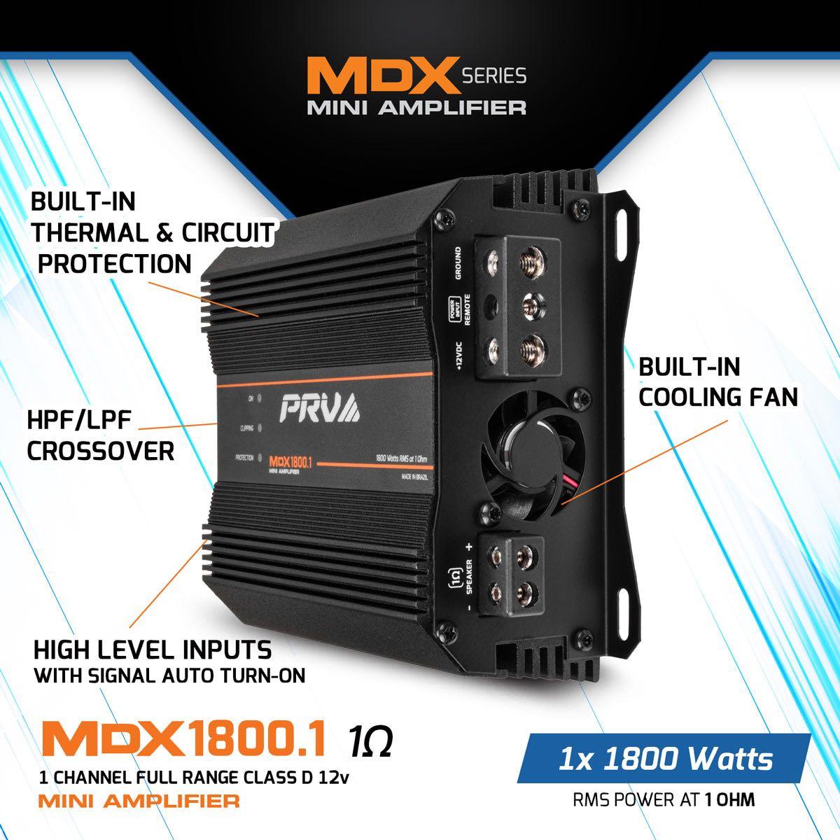 PRV AUDIO - MICRO 1 CHANNEL 1800 WATT 1 OHM STABLE AMPLIFIER (MDX1800.1 1 OHM)