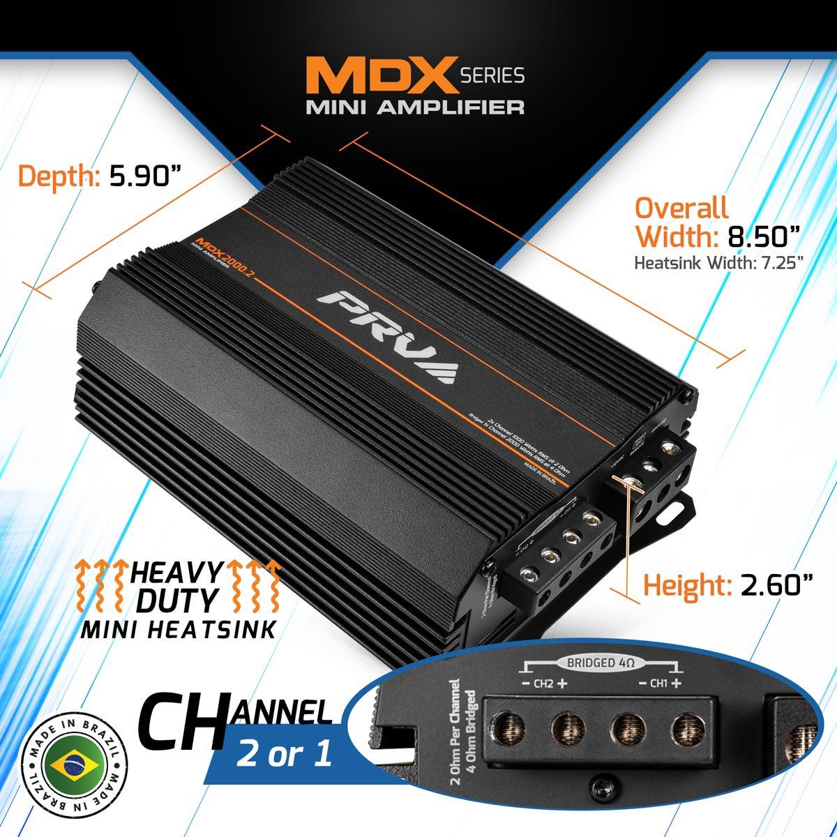PRV AUDIO - ULTRA COMPACT 2 CHANNEL 2000 WATT 2 OHM STABLE AMP (MDX2000.2 2OHM)