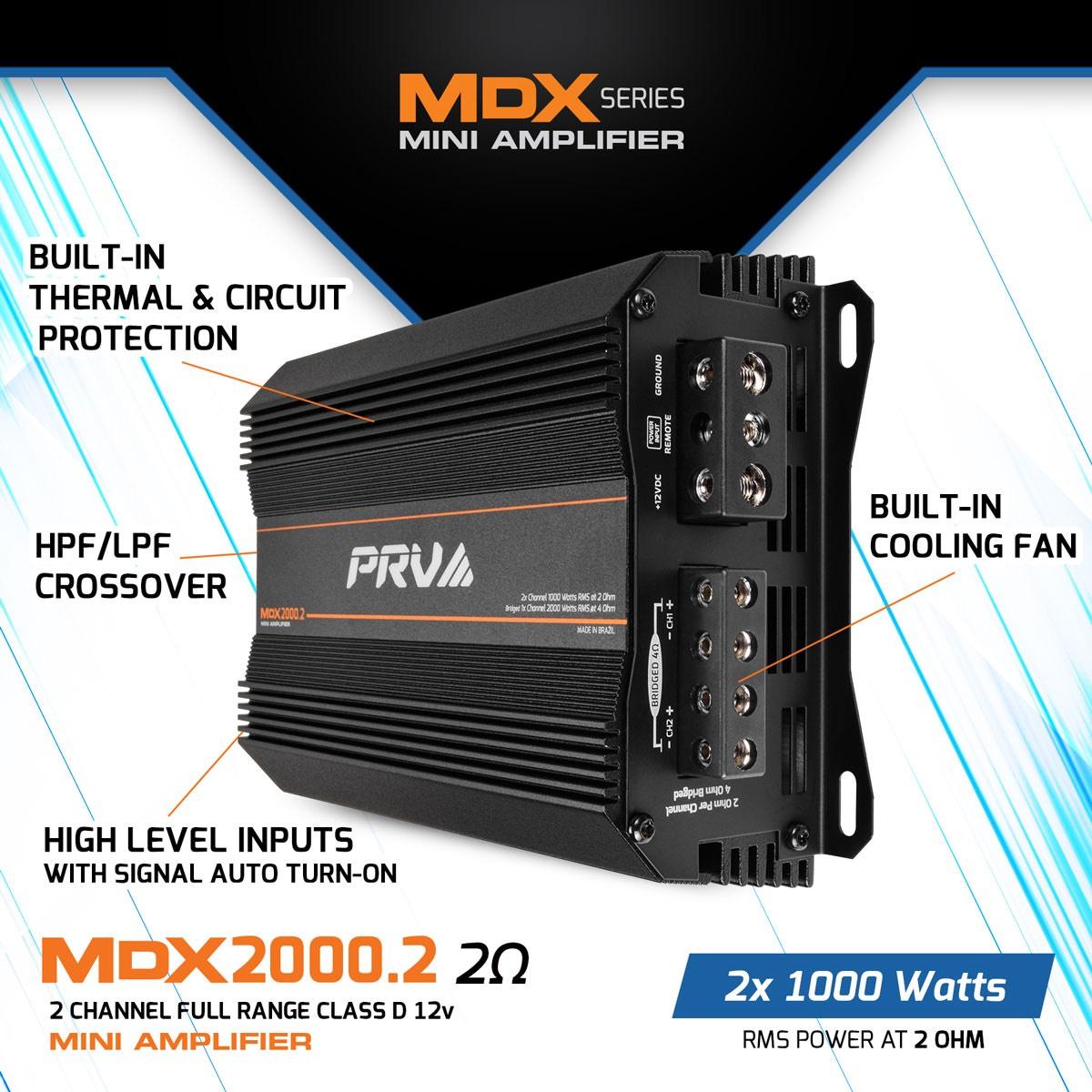 PRV AUDIO - ULTRA COMPACT 2 CHANNEL 2000 WATT 2 OHM STABLE AMP (MDX2000.2 2OHM)