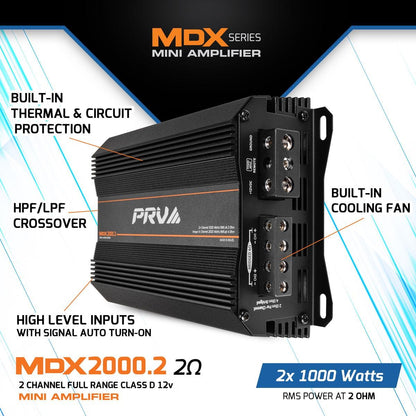 PRV AUDIO - ULTRA COMPACT 2 CHANNEL 2000 WATT 2 OHM STABLE AMP (MDX2000.2 2OHM)