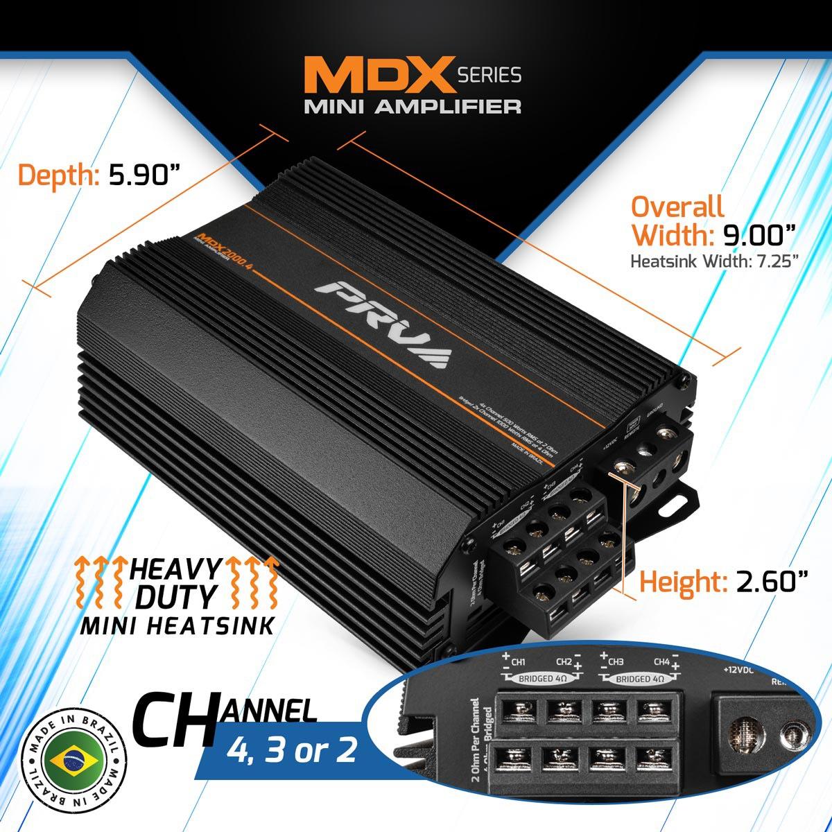 PRV AUDIO - MICRO 4 CHANNEL 2000 WATT 2 OHM STABLE AMPLIFIER (MDX2000.4 2OHM)