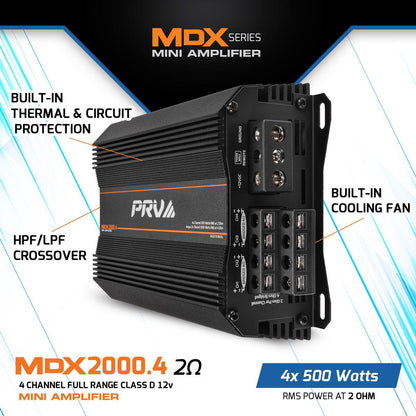 PRV AUDIO - MICRO 4 CHANNEL 2000 WATT 1 OHM STABLE AMPLIFIER (MDX2000.4 1OHM)