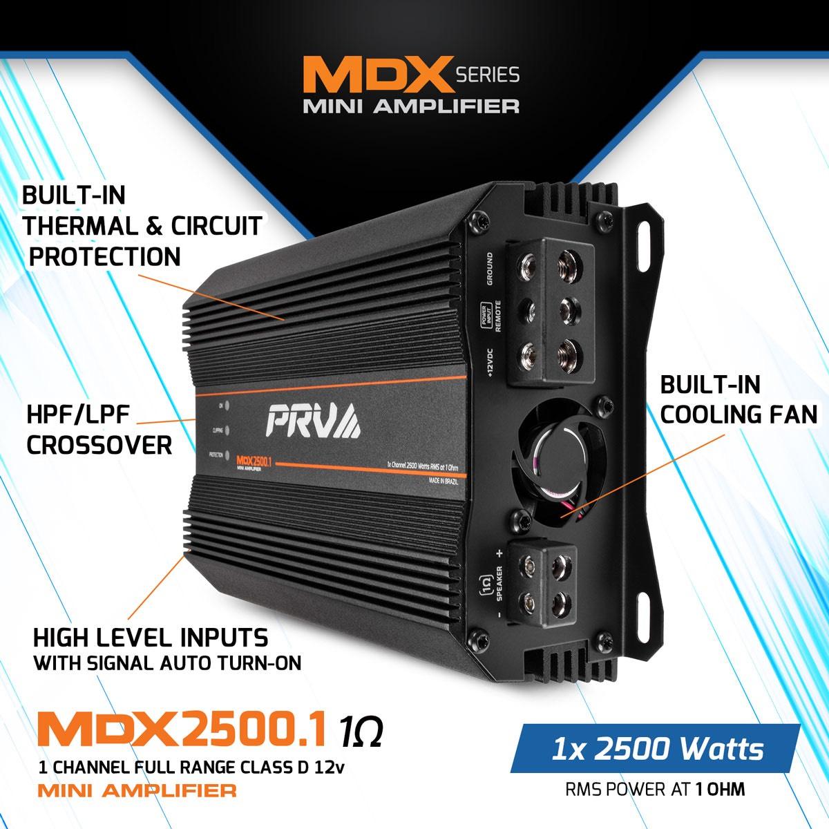 PRV AUDIO - ULTRA COMPACT 1 CHANNEL 2500 WATT 1 OHM STABLE AMP (MDX2500.1 1OHM)