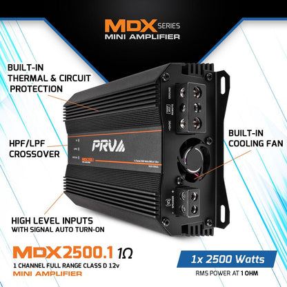 PRV AUDIO - ULTRA COMPACT 1 CHANNEL 2500 WATT 1 OHM STABLE AMP (MDX2500.1 1OHM)
