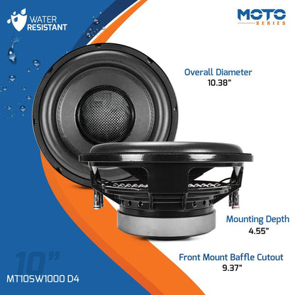 PRV AUDIO - 10" 1000 WATT SLIM MOTORCYCLE WOOFER DVC 4 OHM (MT10SW1000 D4)