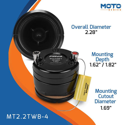 PRV AUDIO - 2.25" SHORT HORN TWEETER BLACK 240 WATTS, EACH (MT2.2TWB-4)