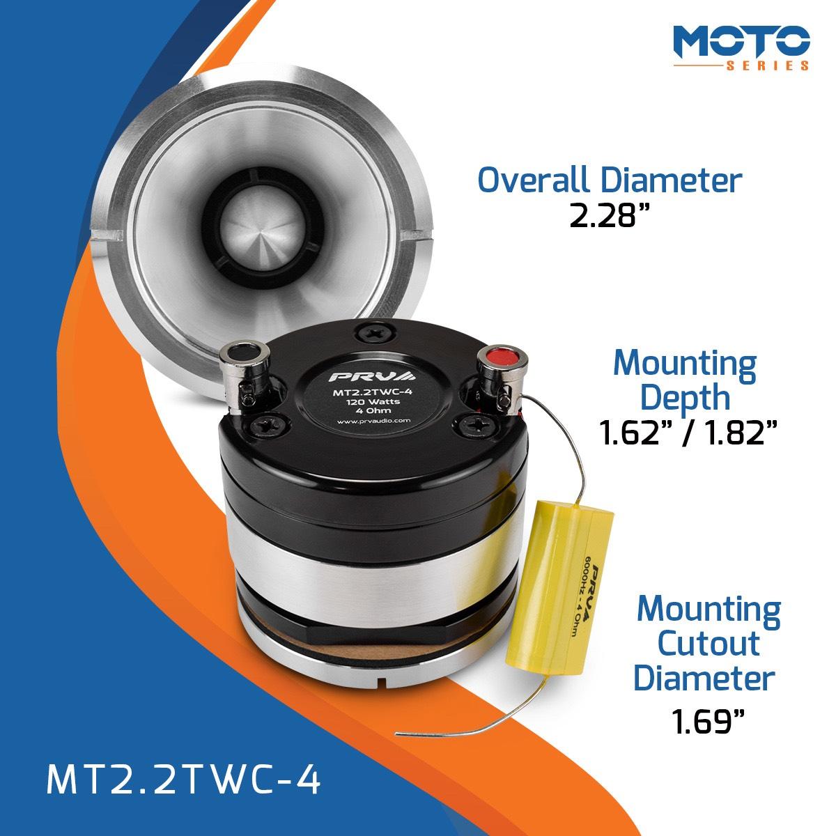 PRV AUDIO - 2.25" SHORT HORN TWEETER CHROME 240 WATTS, EACH (MT2.2TWC-4)