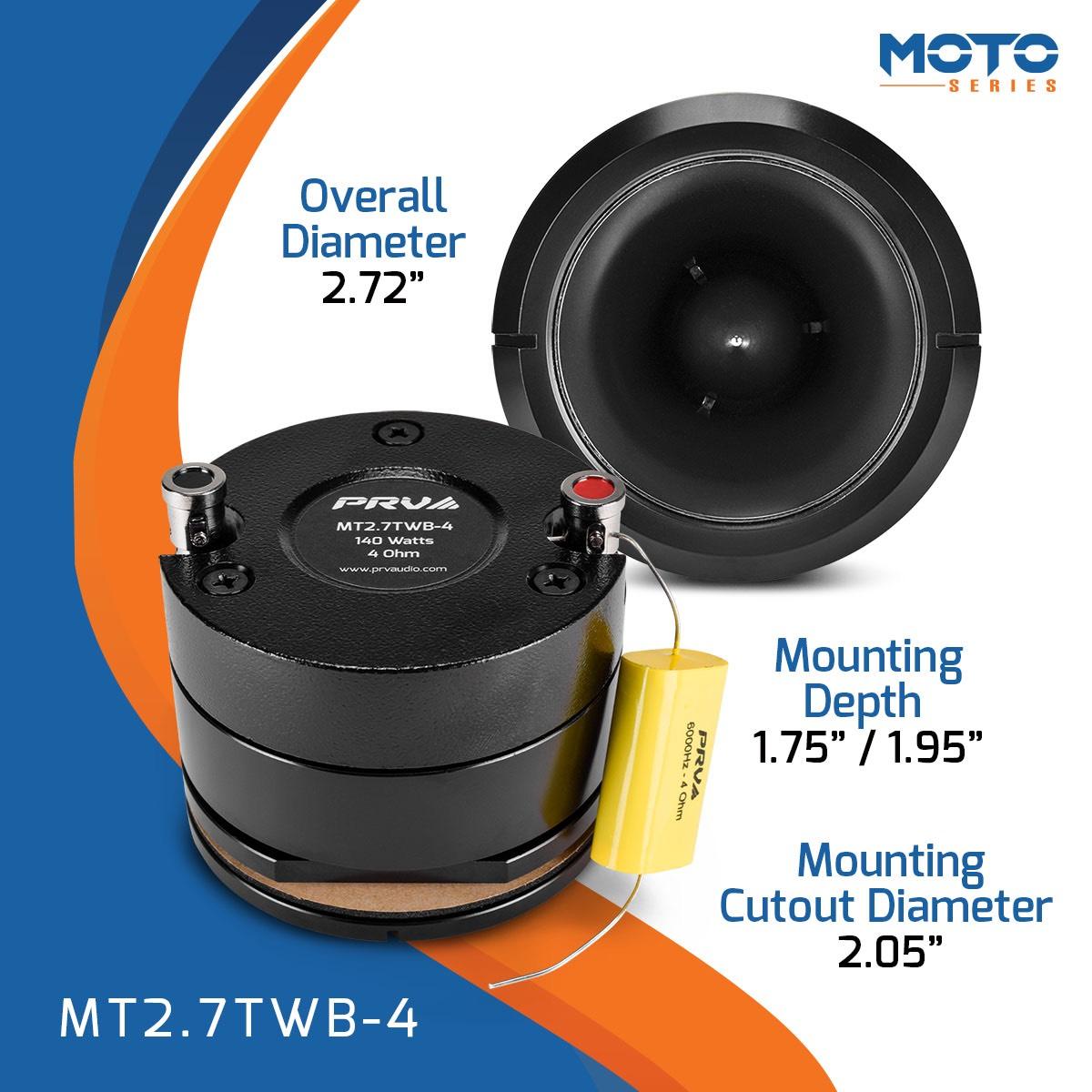 PRV AUDIO - 2.75" SHORT HORN TWEETER BLACK 240 WATTS, EACH (MT2.7TWB-4)