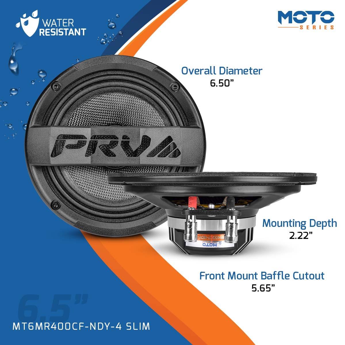 PRV AUDIO - 6.5" CARBON FIBER NEODYMIUM MIDRANGE 400 WATT MOTORCYCLE SPEAKER SOLD AS EACH (MT6MR400CF-NDY-4-SLIM)