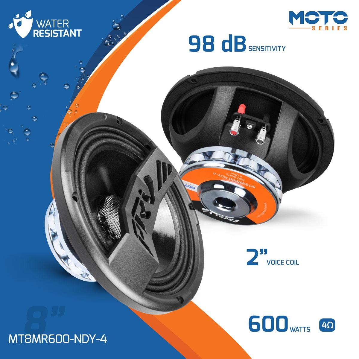 PRV AUDIO - 8" NEODYMIUM MIDRANGE 600 WATT MOTORCYCLE SPEAKER SOLD AS EACH (MT8MR600-NDY-4)