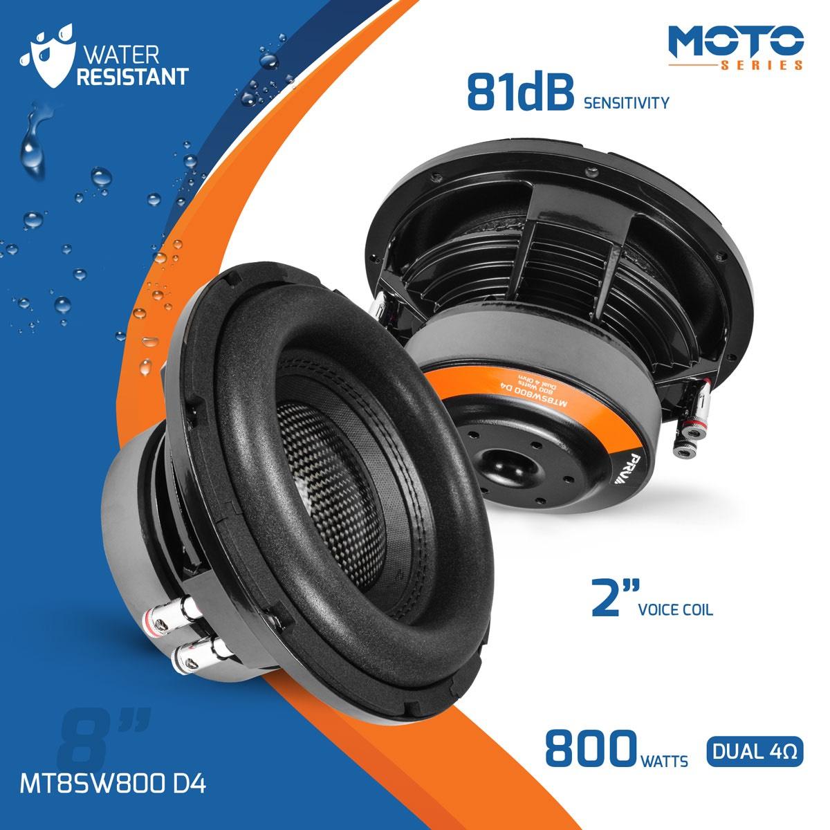 PRV AUDIO - 8" 800 WATT SLIM MOTORCYCLE WOOFER DVC 4 OHM (MT8SW800 D4)